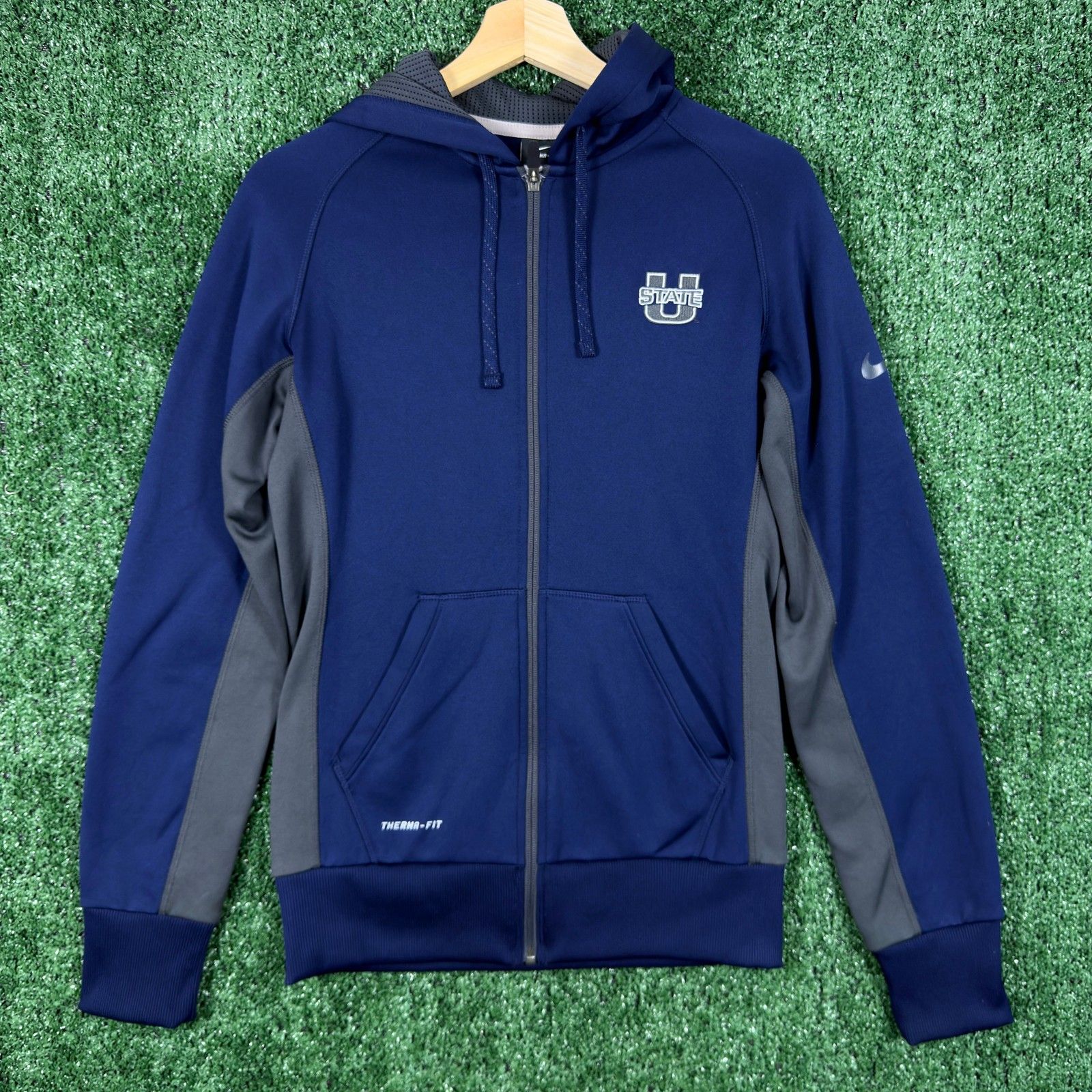 Nike Utah State Aggies Women's Therma-Fit Full Zip Hoodie Jacket S Blue Swoosh